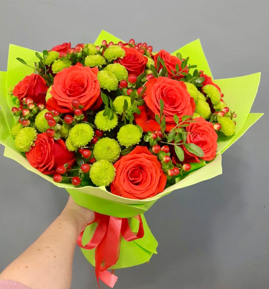 Букет цветов из: Хризантемы и Розы в Черепаново