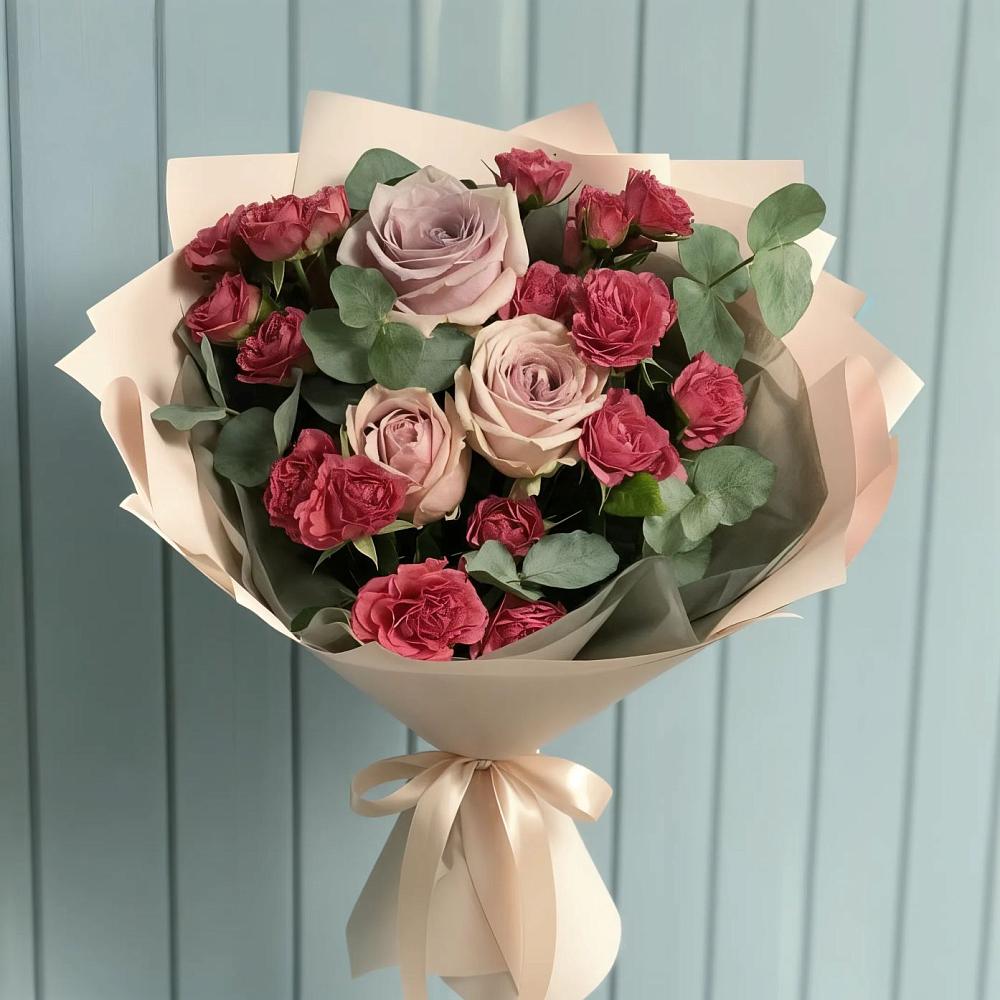 Букет цветов из: Гвоздики и Розы в Черепаново