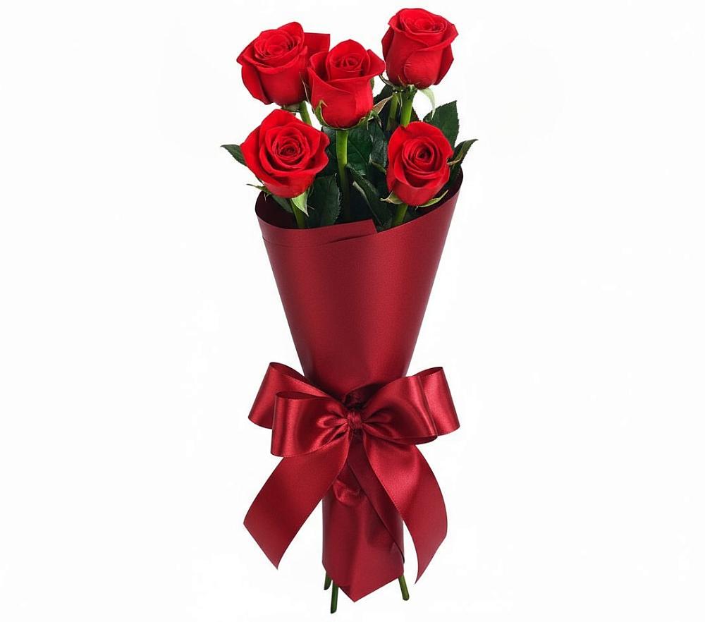 Букет 5 Красных роз Эдлесс Лав в Черепаново