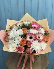 Букет цветов из:  Розы, Герберы и Хризантемы в Черепаново