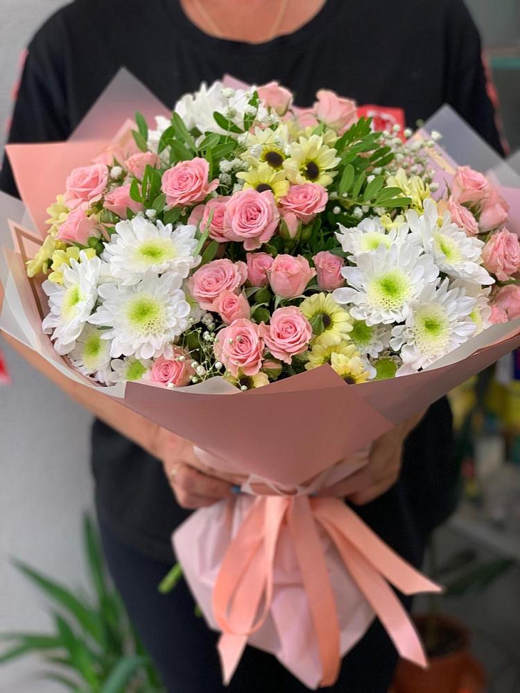 Букет цветов из: Розы и Хризантемы в Черепаново