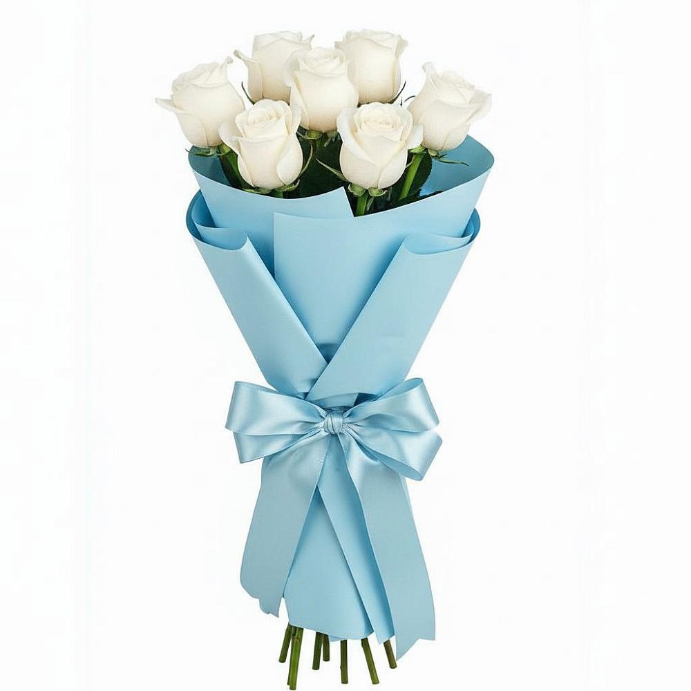 Букет 7 белых роз Проуд в Черепаново