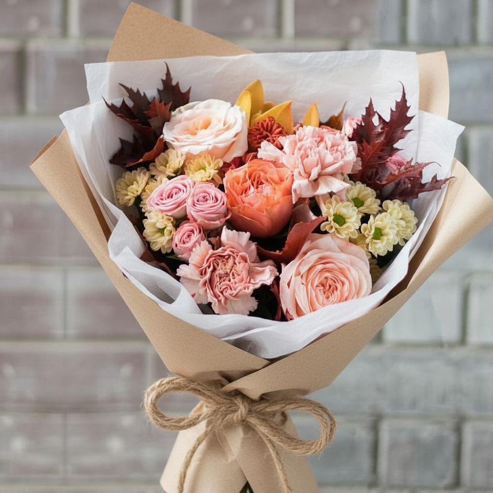 Букет цветов из: Гвоздики, Хризантемы и Розы в Черепаново