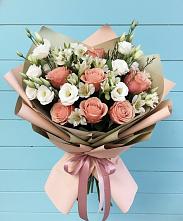 Букет цветов из:  Розы, Альстромерии и Лизиантусы в Черепаново