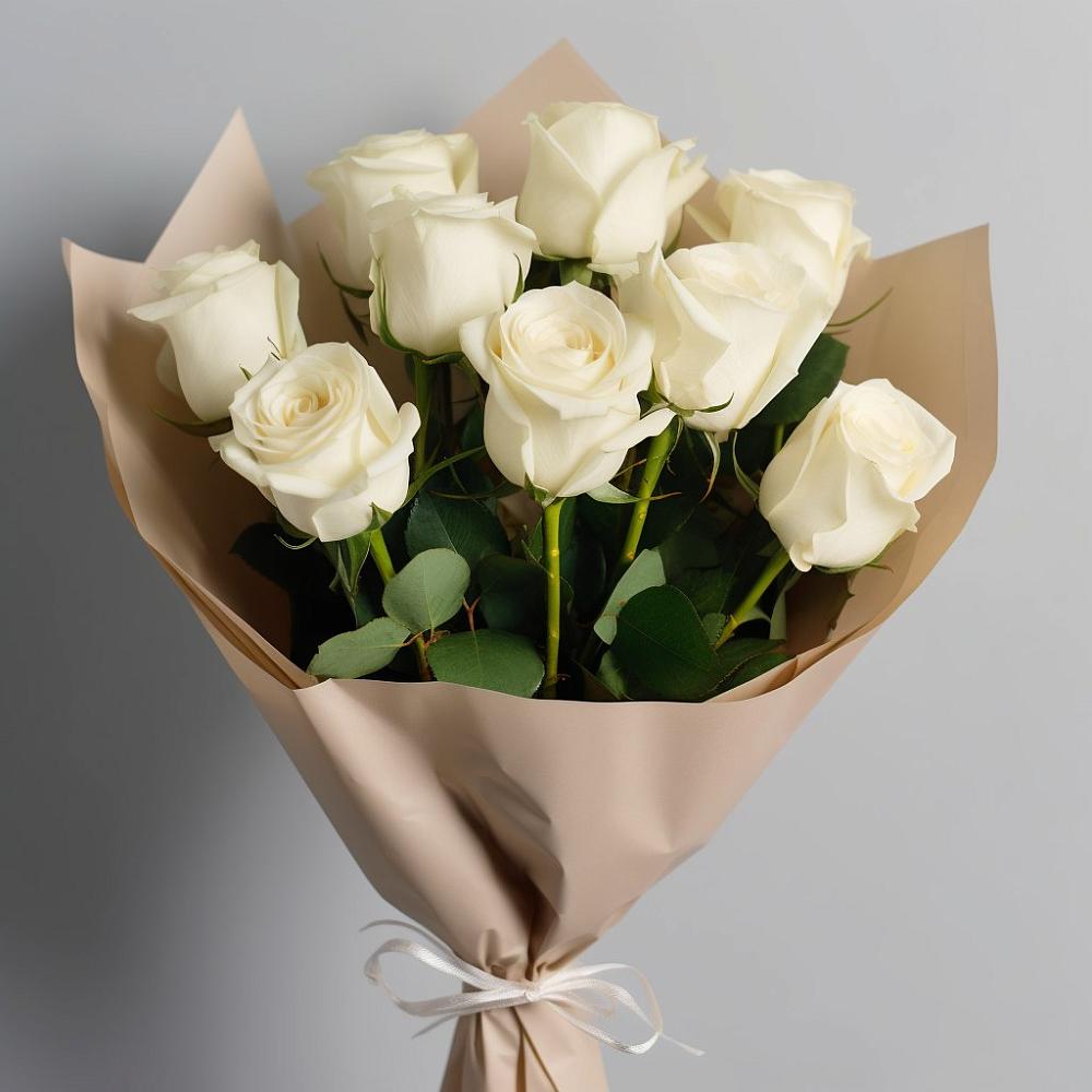 Букет 9 Белых роз Эдлесс Лав в Черепаново