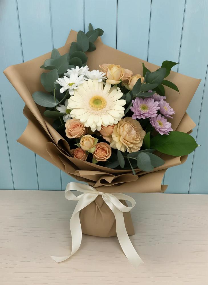 Букет цветов из: Герберы и Хризантемы в Черепаново
