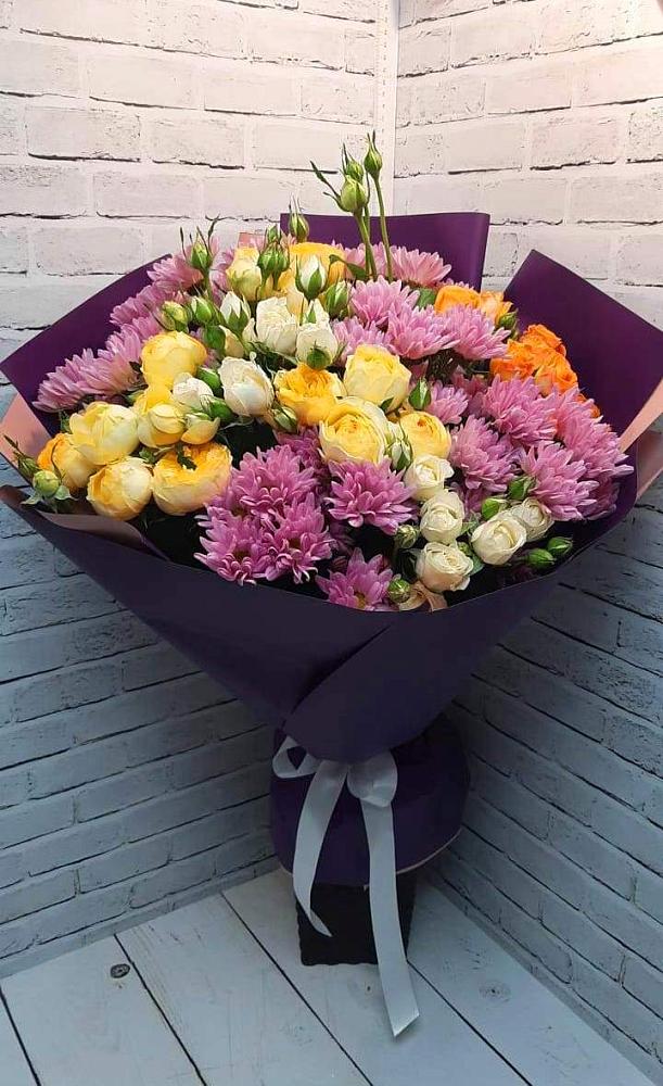 Букет цветов из: Хризантемы и Розы в Черепаново
