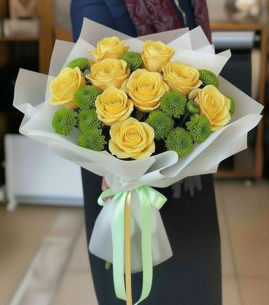 Букет цветов из: Хризантемы и Розы в Черепаново