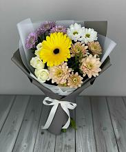 Букет цветов из:  Розы, Герберы и Хризантемы в Черепаново