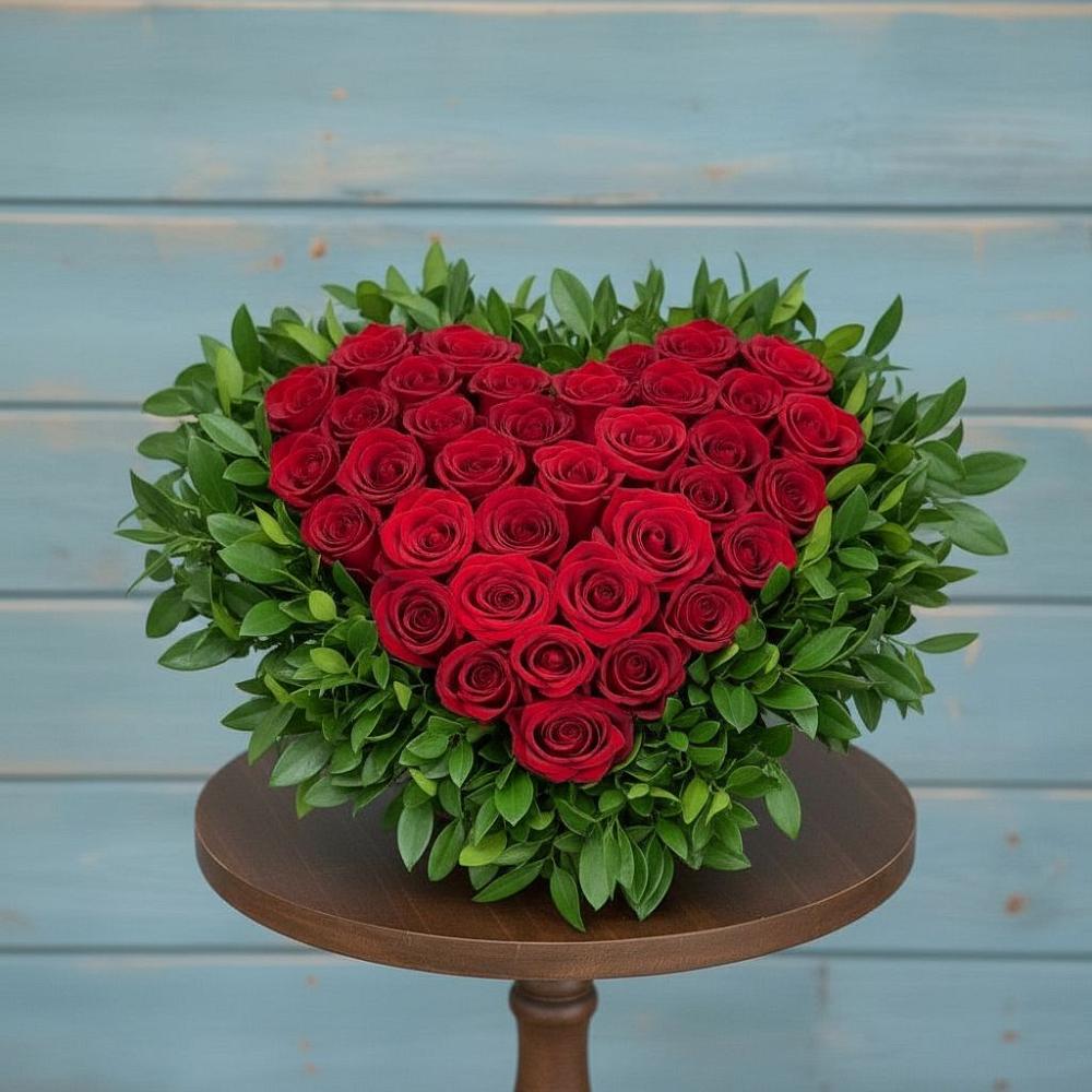 Цветочная композиция из Розы в виде сердца в Черепаново