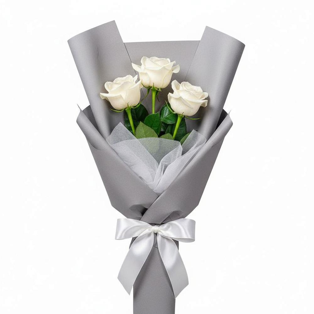 Букет 3 белые розы в Черепаново
