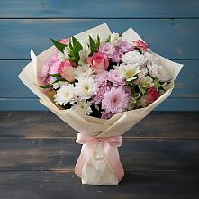 Букет цветов из:  Хризантемы, Альстромерии и Розы в Черепаново