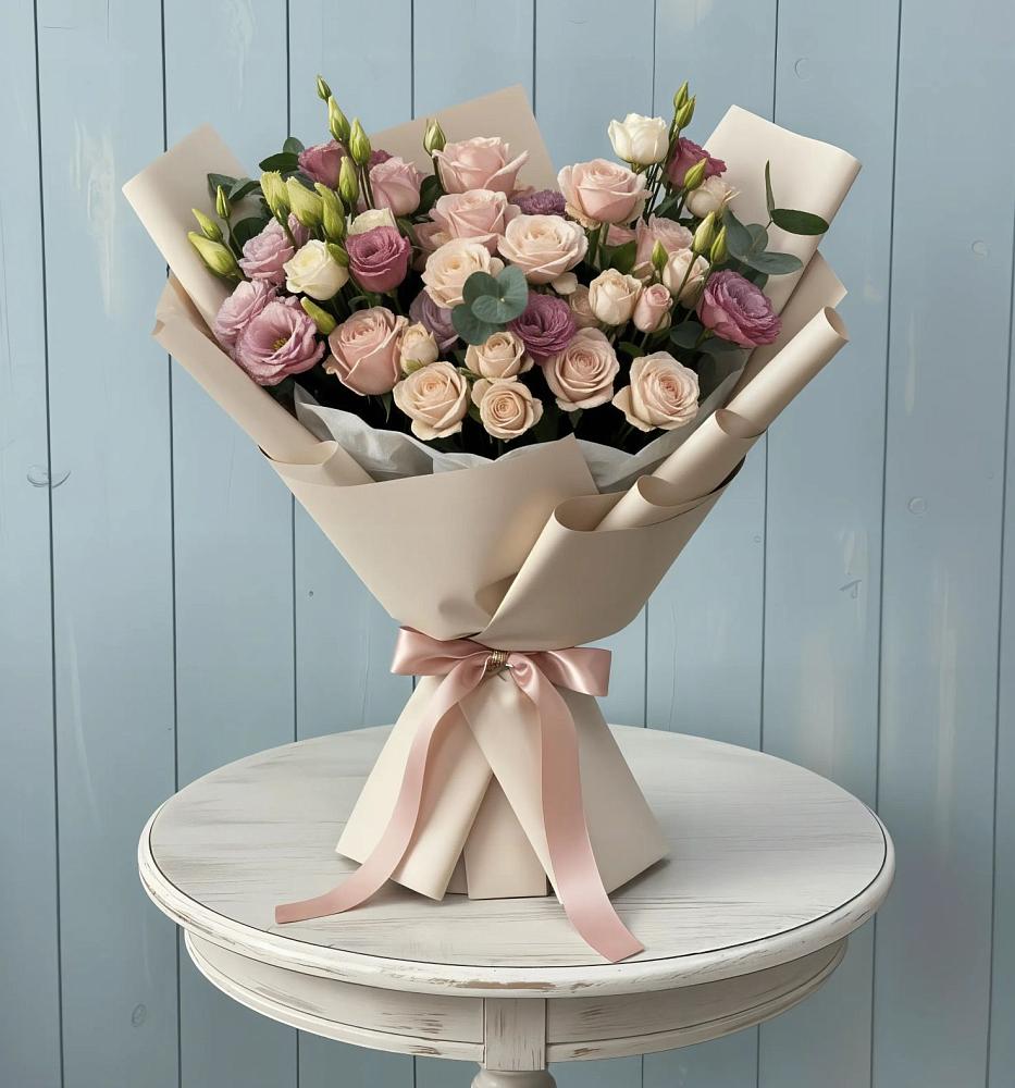 Букет цветов из: Розы и Лизиантусы в Черепаново