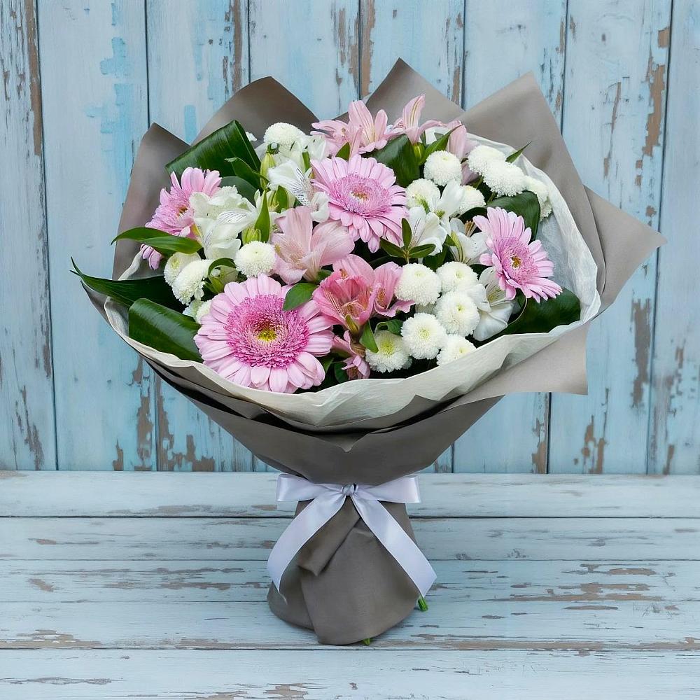 Букет цветов из: Герберы, Альстромерии и Хризантемы в Черепаново