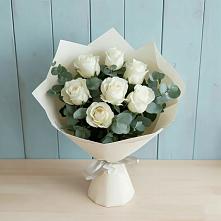 Букет Белые розы в Эвкалипте в Черепаново